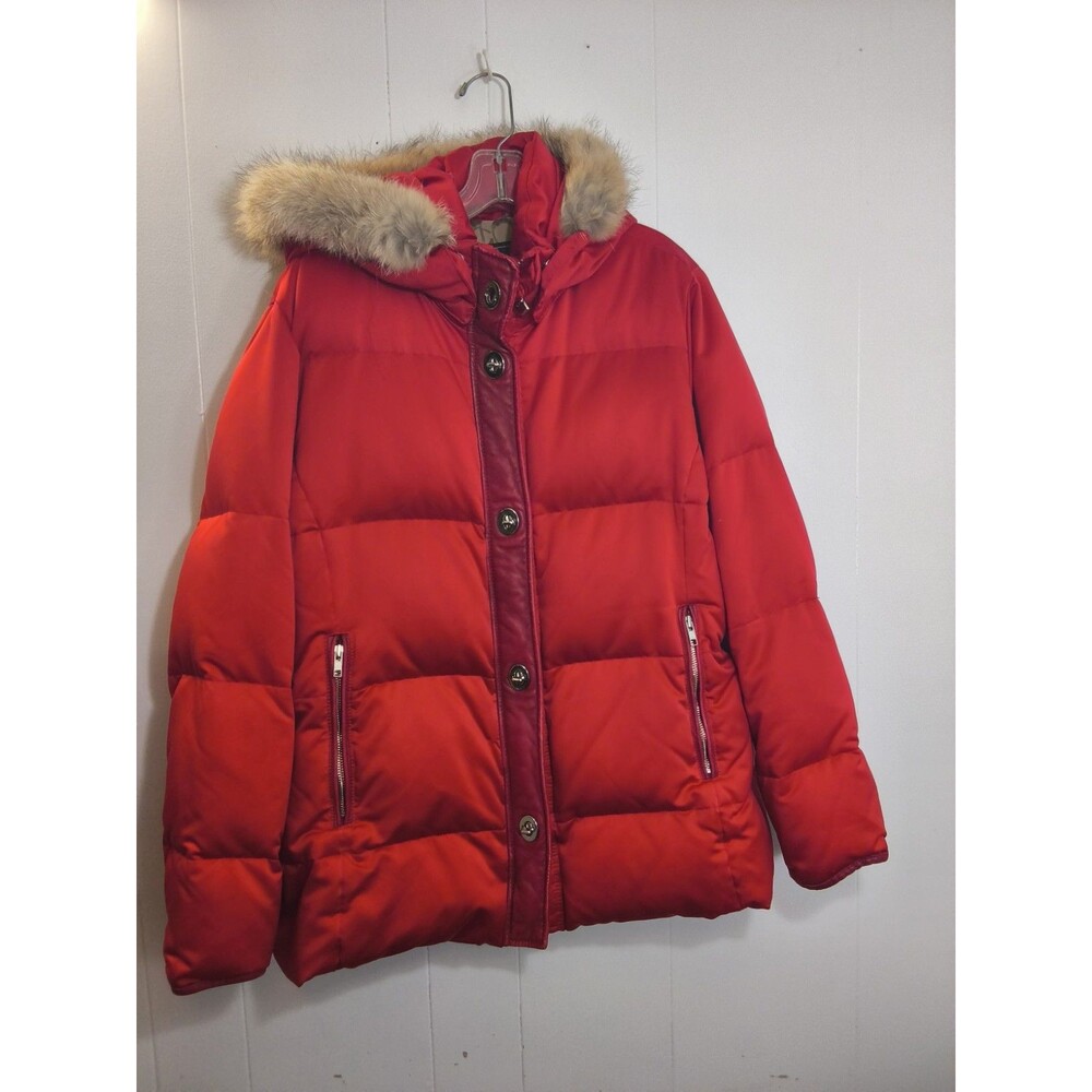 Coach Red Down Puff Coat with removable hood